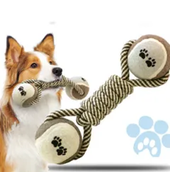 Pet Dumbbell Rope Tennis Ball Chew Toys Teeth Cleaning - View 1