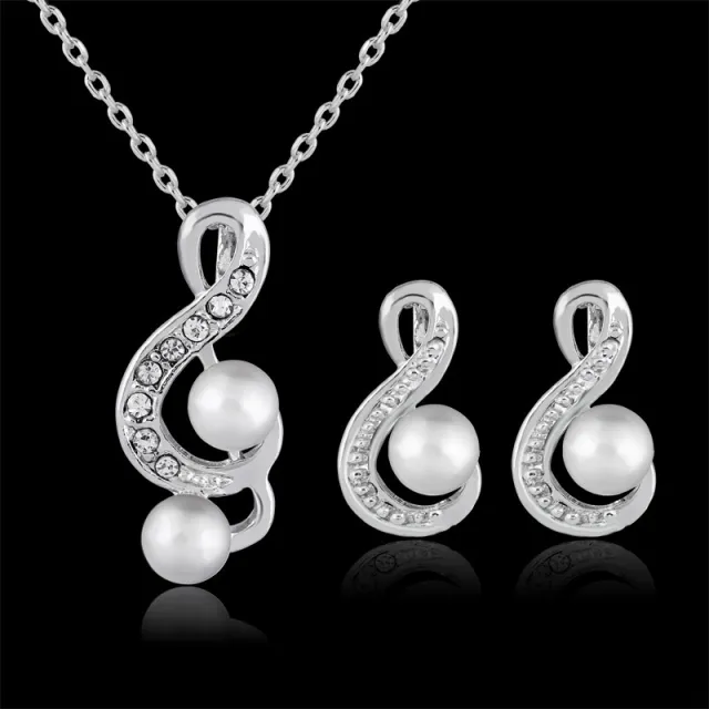 Fashion pearl two sets of simple and elegant bride wedding jewelry set Danbi jewelry - Shop at LoveMi