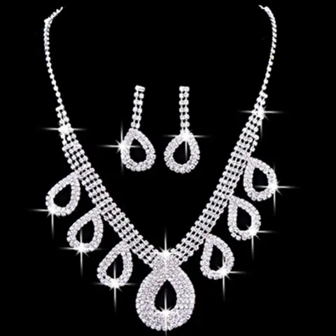 Korean Wedding Dress Accessories Two Piece Bride Jewelry Necklace