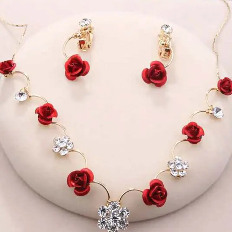 Korean small clear new bride red rose