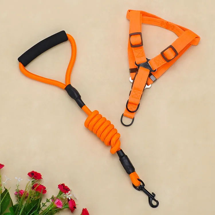 Pet supplies foam handle chest strap traction rope set - Orange