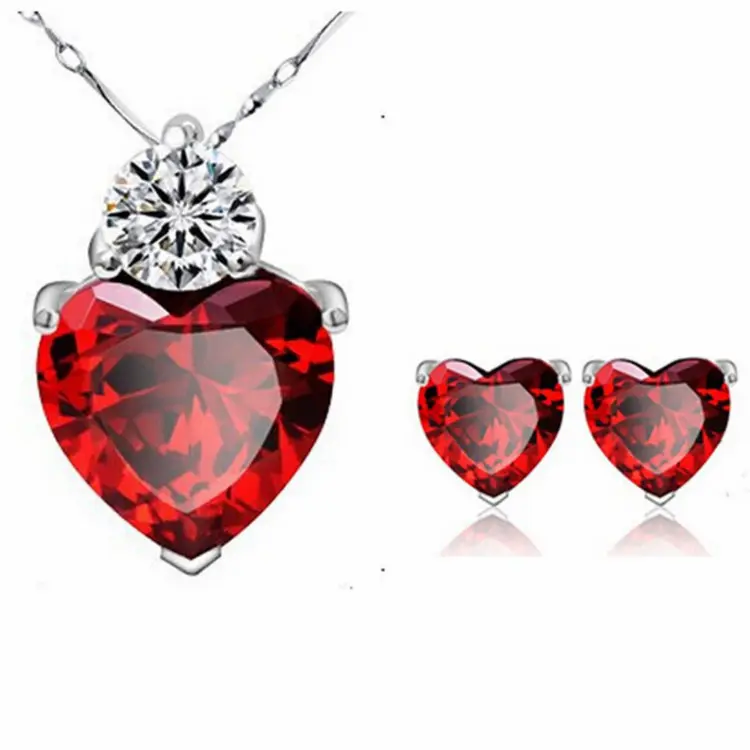 Aliexpress selling jewelry red peach Earring Necklace