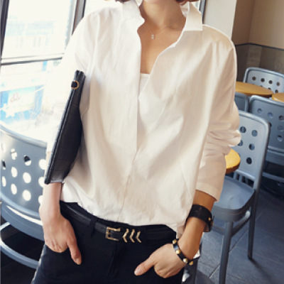 Korean large loose cotton shirt