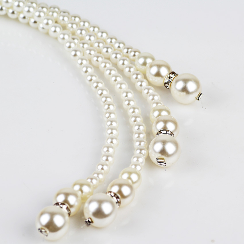 High quality imitation pearl, simple temperament, super long necklace, European and American big Pearl single double layer sweater chain