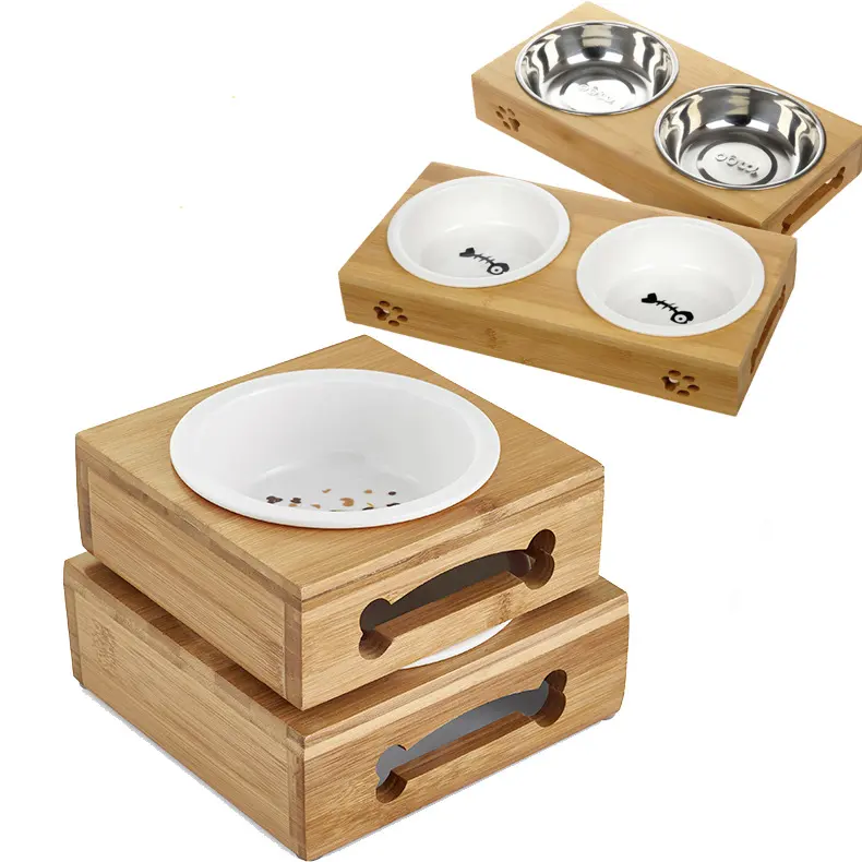 The Pet Dog Bowl Three of Single Double Bamboo