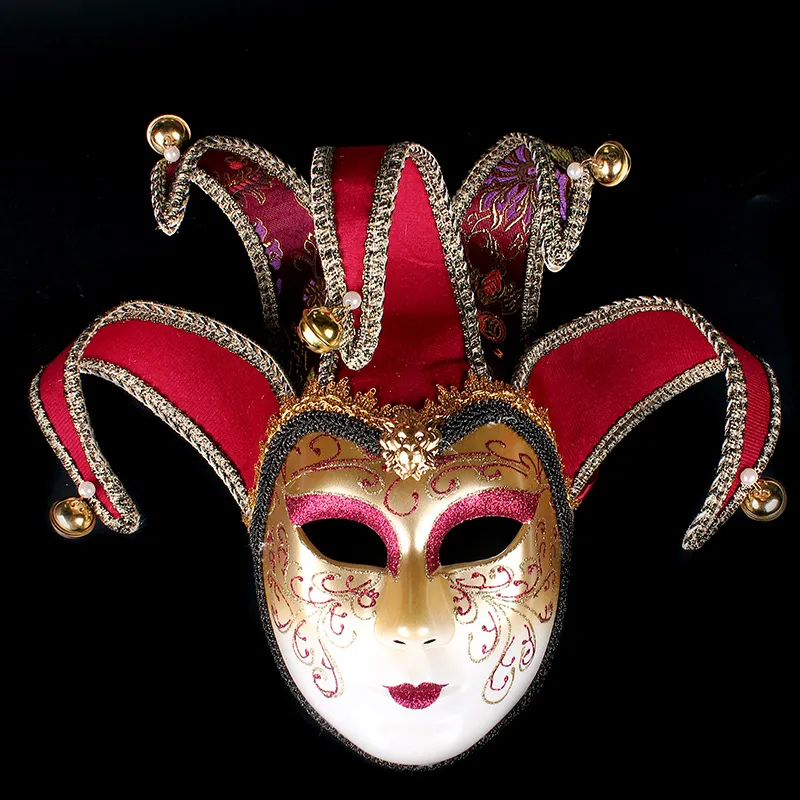 Full face Venetian makeup show headgear - Wine Red