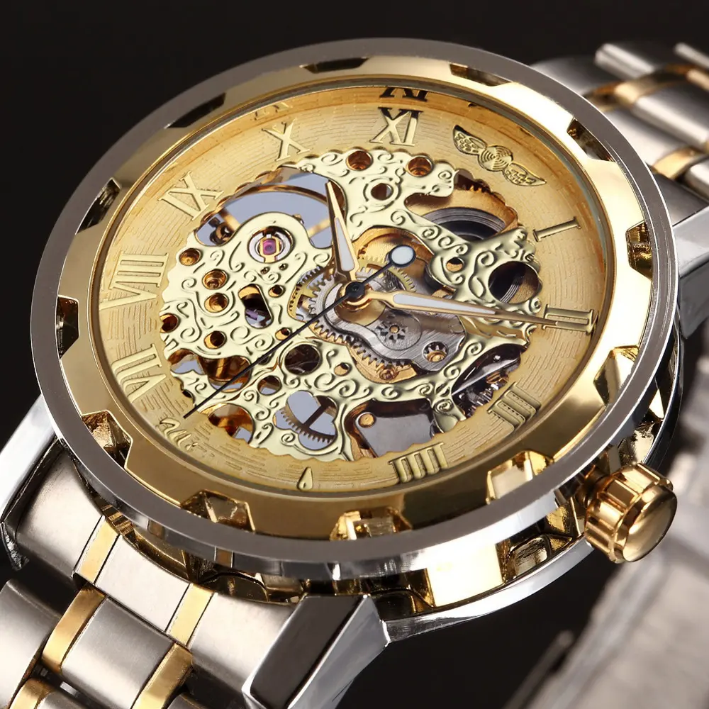 The Winner Men's Fashion Business Casual Space Engraved Gold