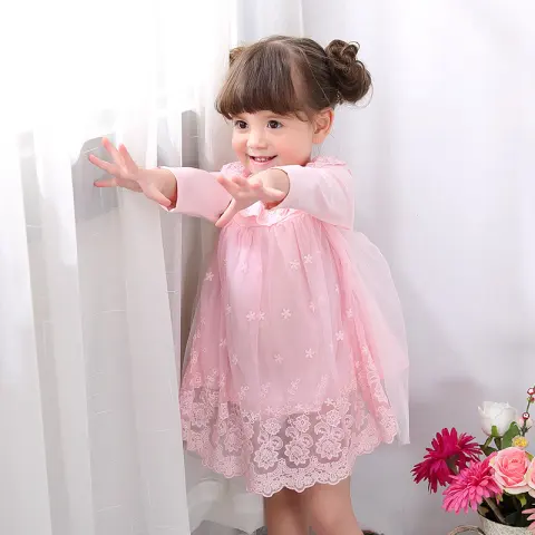 The Children Wear Long Sleeved Dress Baby Princess Skirt