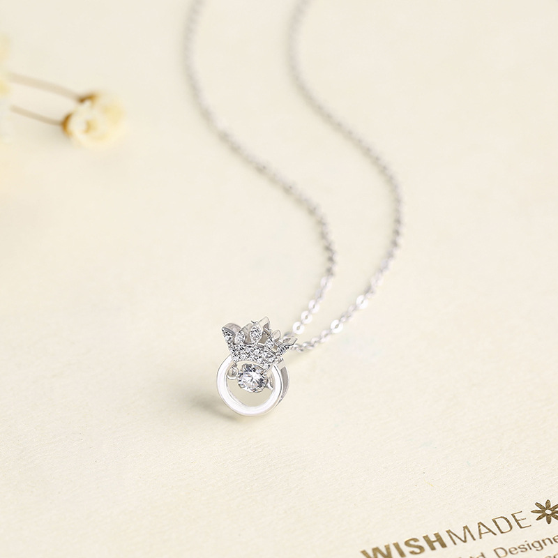 925 Sterling Silver Pendant pendant crown all-match fashion elegant fashion smart silver chain accessories on behalf of a woman