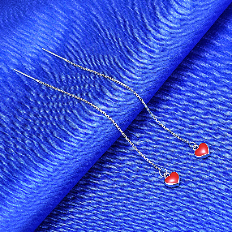 Japan Yiwu jewelry imitation silver necklets simple girl heart heart short red love clavicle chain wholesale