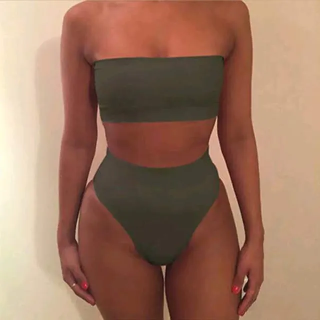 Quick selling explosive edition, fashionable chest wrapped + triangle shorts, bikini split swimsuit, sportswear 6 color spot Green - Shop at LoveMi