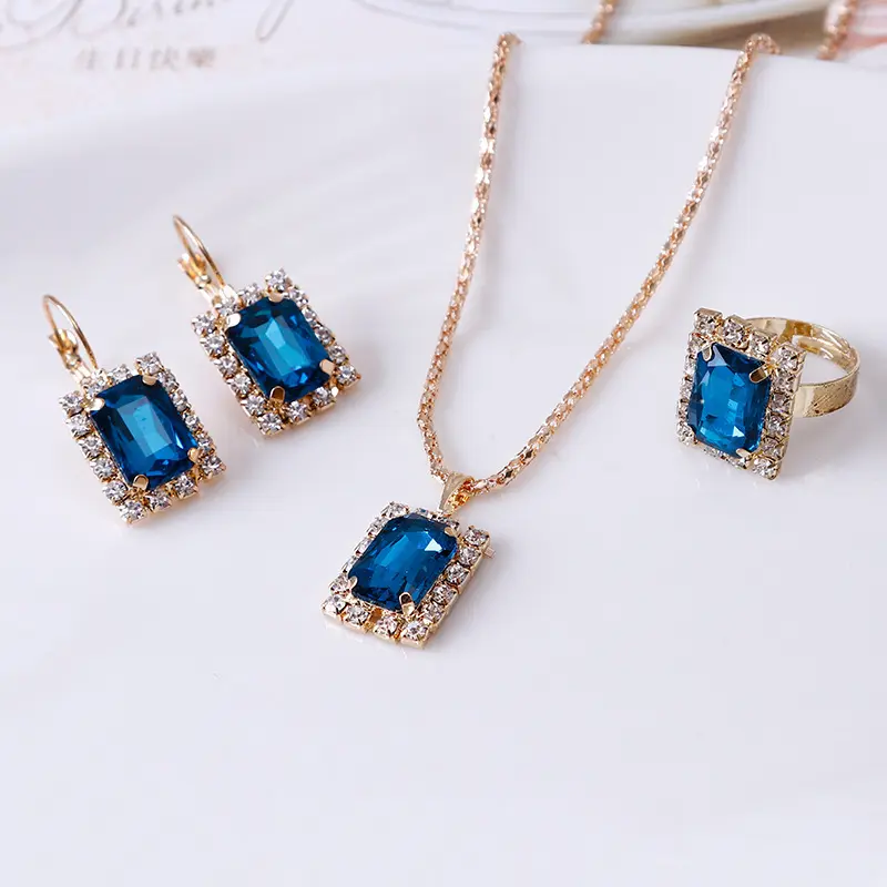 The bride suit crystal necklace earrings ring