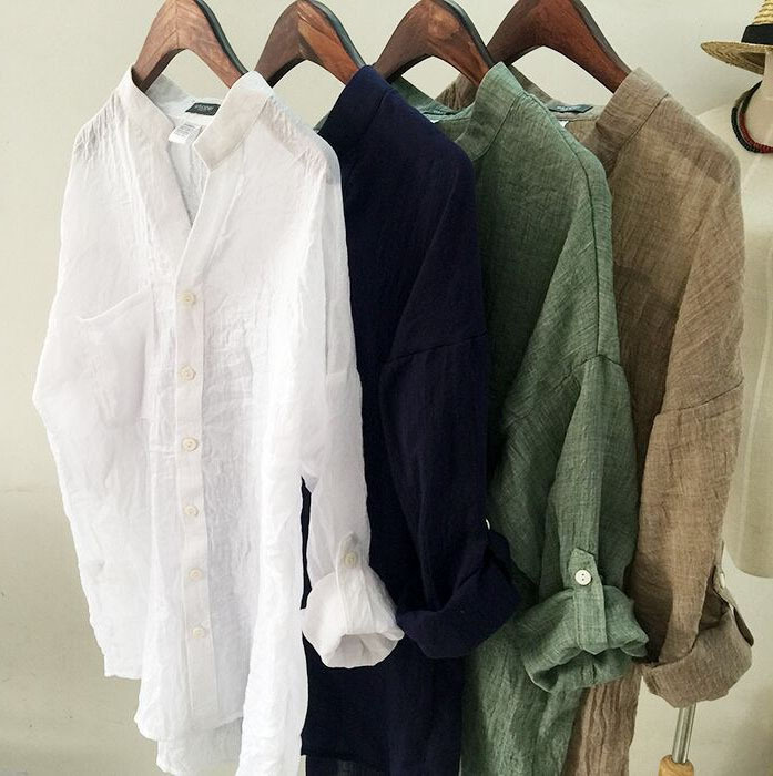 A large number of spot sunscreen clothing Japanese smallloose cotton seven female linen shirt collar shirt sleeve