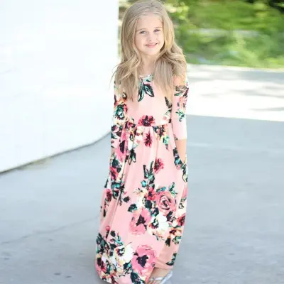 Children's Dresses Europe and the United States Round Neck