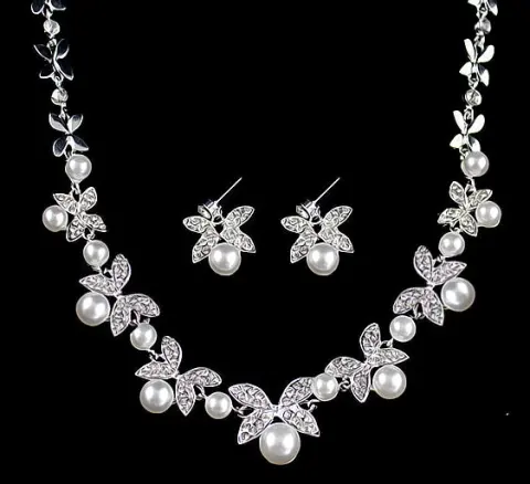 B0879 Bride Wedding Jewelry Accessories Fashion Diamond Pearl Necklace