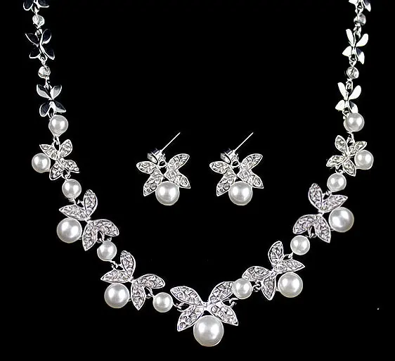 B0879 Bride Wedding Jewelry Accessories Fashion Diamond Pearl Necklace