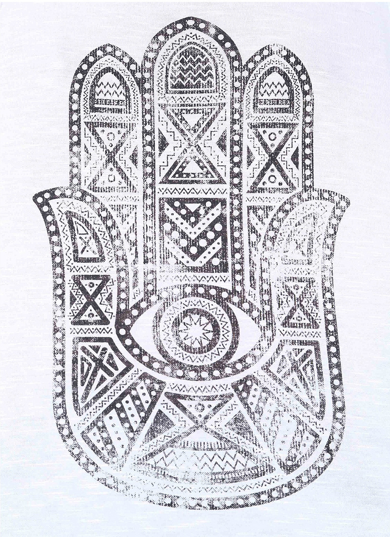 EBay Aliexpress Explosion Fatima Lucky Hand Print Laminated Backless Waistcoat Loose T-shirt