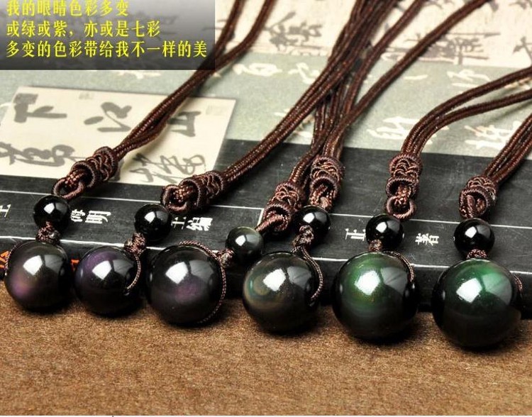 Wholesale Shuangcai Obsidian Pendant Necklace couple necklace crystal sweater chain bone transport chain