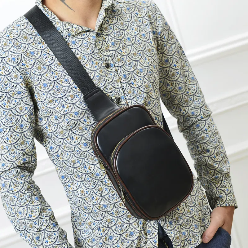 New PU Leather Men's Chest Pack Fashionable Leisure Xiekua
