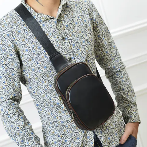 New PU Leather Men's Chest Pack Fashionable Leisure Xiekua
