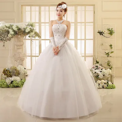 Korean style tube top wedding dress White - Shop at LoveMi