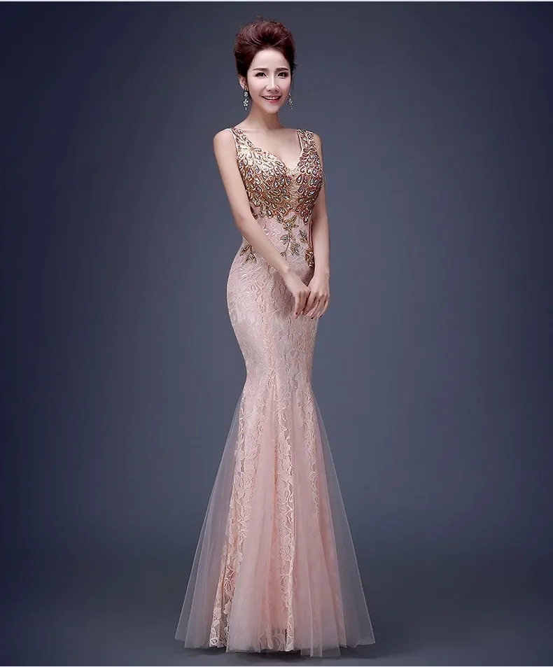 Fish Tail Banquet Evening Dress - Pink