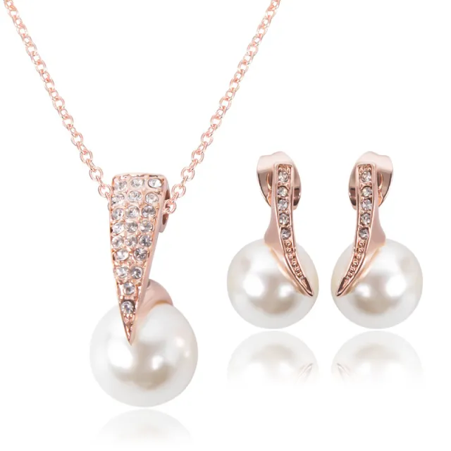 Creative Bridal Pearl Necklace Earrings Jewelry Set - Shop at LoveMi