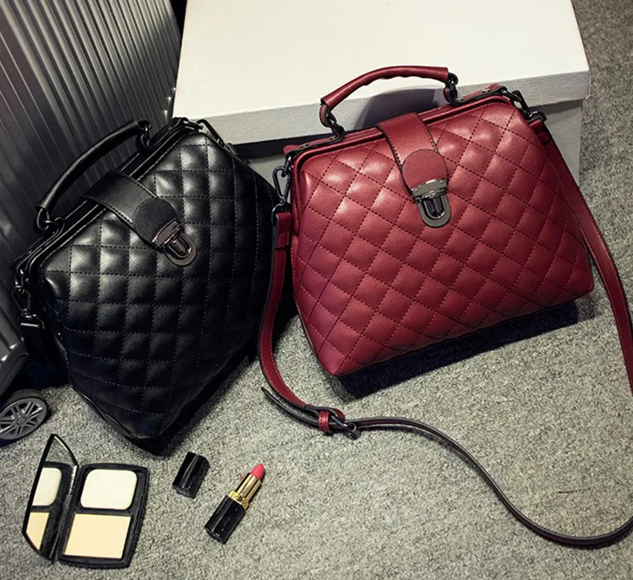 Leather Bags New Summer Lingge Retro Doctor Bag Fashion