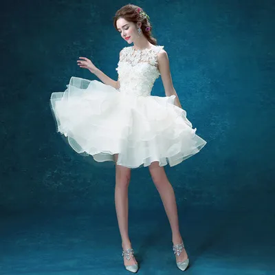 new bridesmaid dress, bride wedding short dress, toast, annual dress, presided over the performance White - Shop at LoveMi