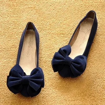 Women's bow flat shoes - Blue
