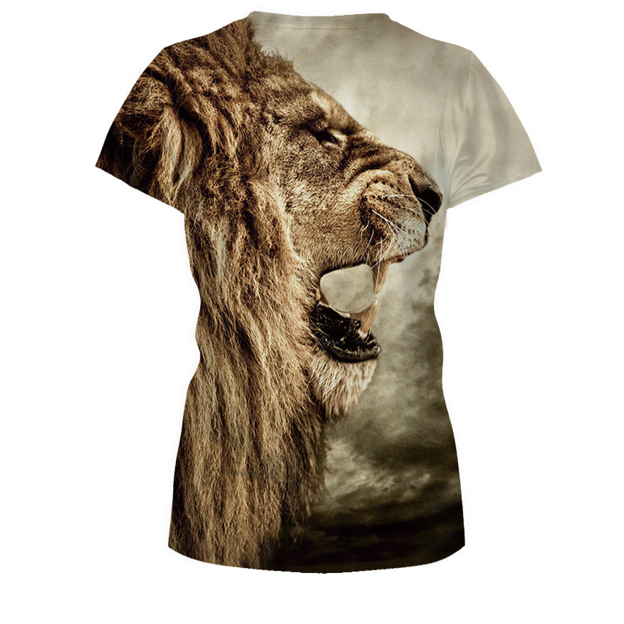 New summer explosion lion head, 3D digital print jacket, leisure sports short sleeve t-shirt t-shirt