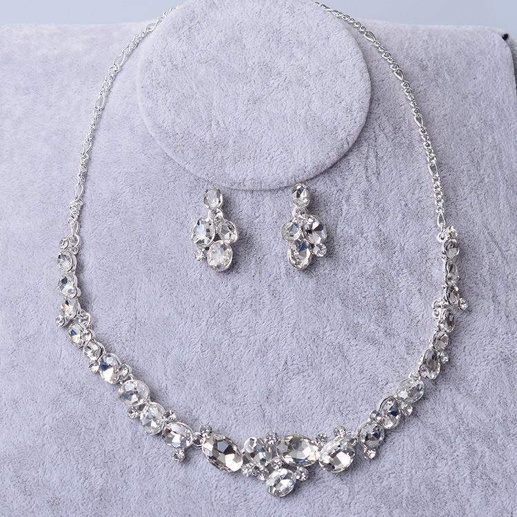 bridal jewelry alloy plating, Rhinestone Necklace, earring set, wedding dress accessories Earrings - Shop at LoveMi