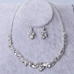 bridal jewelry alloy plating, Rhinestone Necklace, earring set, wedding dress accessories - Earrings - View 1