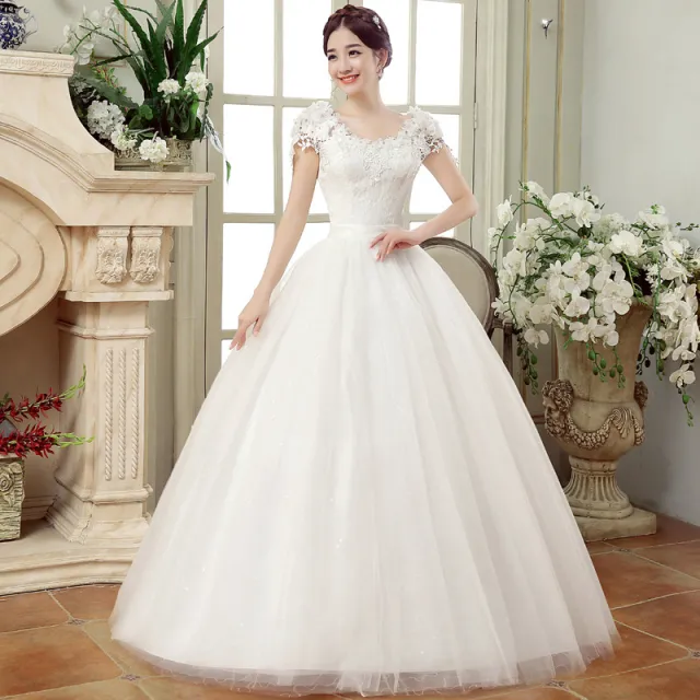 spring new bride married gauze dress, slim thin shoulders, the Korean lace flower word shoulder woman - Shop at LoveMi