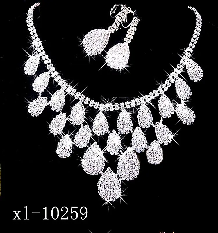 Gorgeous Diamond Necklace Set Wedding Bride Evening Costume Jewelry