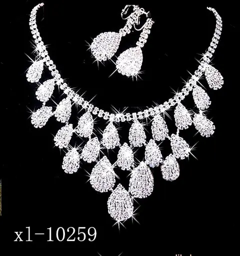 Gorgeous Diamond Necklace Set Wedding Bride Evening Costume Jewelry