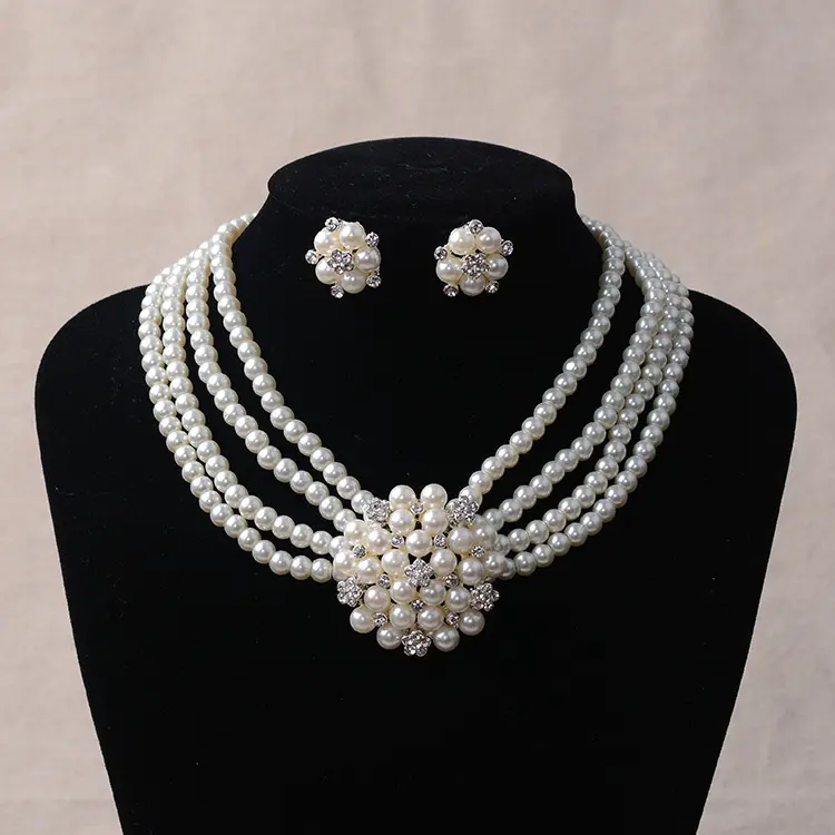 TL060 bridal chain, luxury pearl, flower necklace