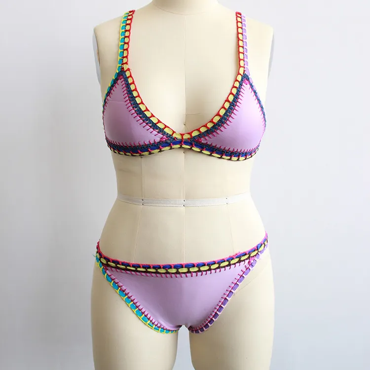 Hand-woven beach Bikini - Purple