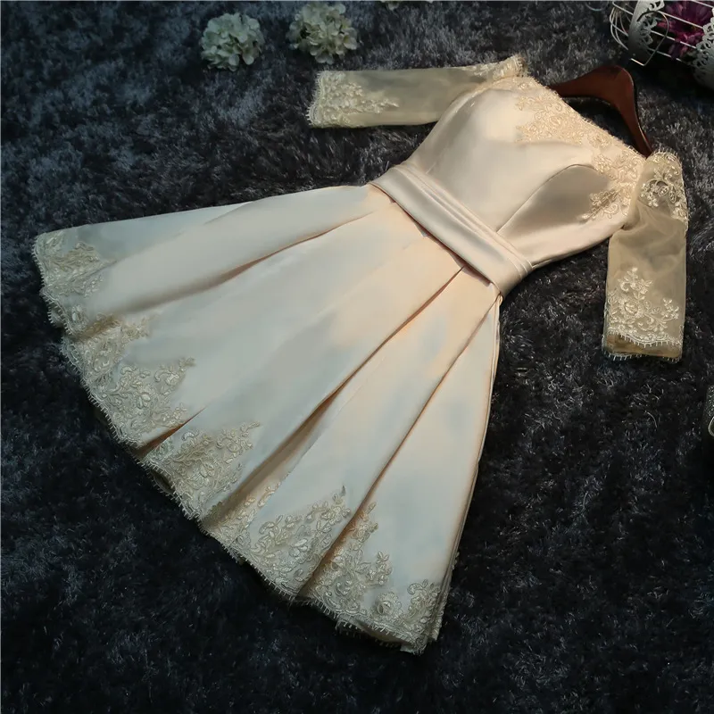 Evening dress bride wedding toast skirt - Champagne-M