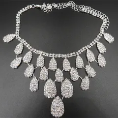 Gorgeous Diamond Necklace Set Wedding Bride Evening Costume Jewelry Set To Map Samples - View 1