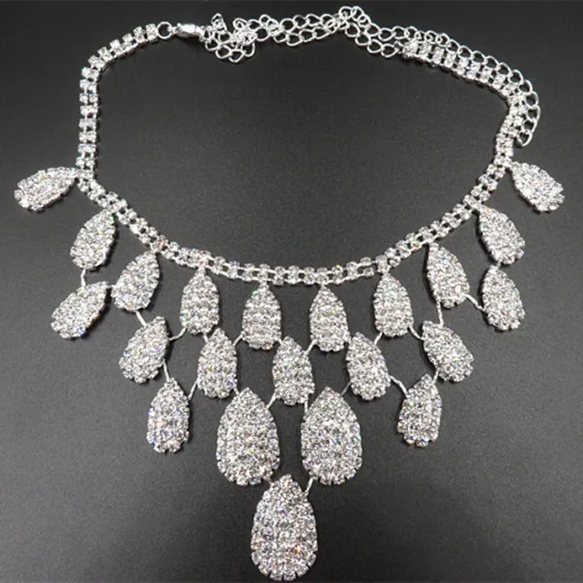 Gorgeous Diamond Necklace Set Wedding Bride Evening Costume Jewelry Set To Map Samples - Shop at LoveMi
