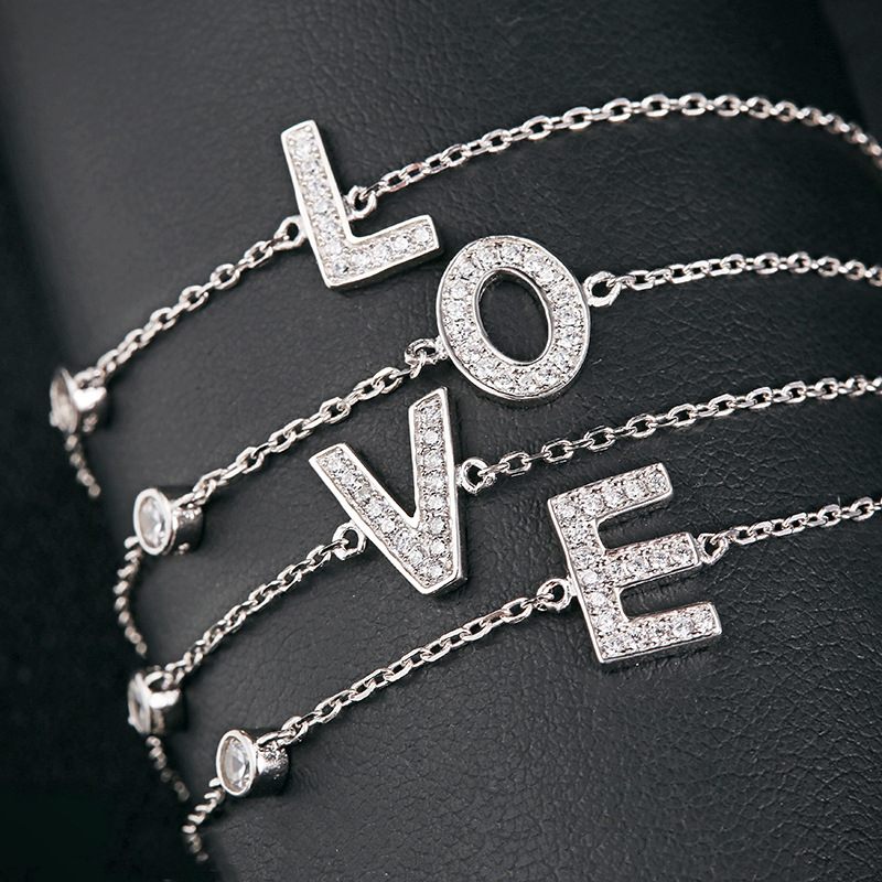 English alphabet micro-set zircon necklace
