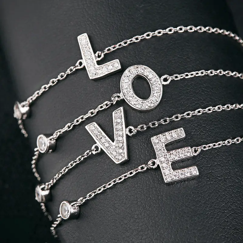 English alphabet micro-set zircon necklace