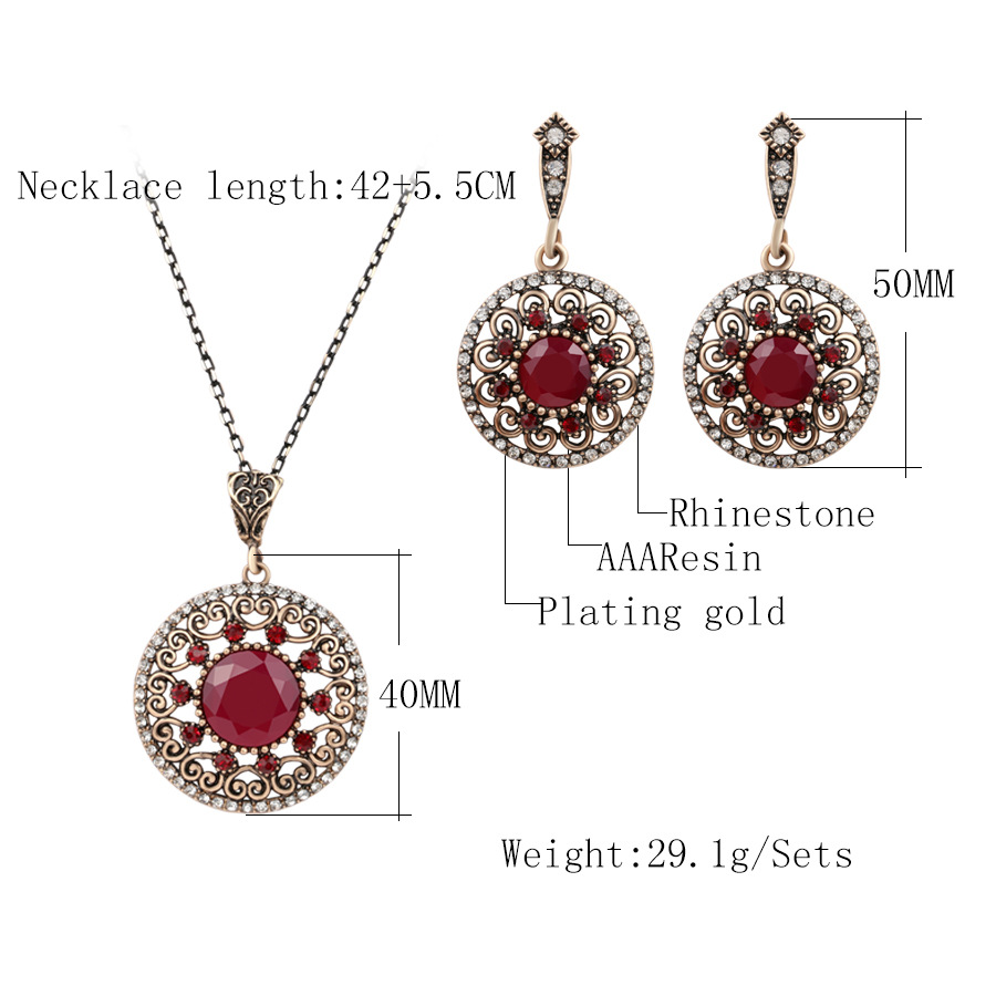 Bridal suit new style genuine Luo Yang set jewelry, hollowed out with resin, diamond necklace, earring two sets — foto 3