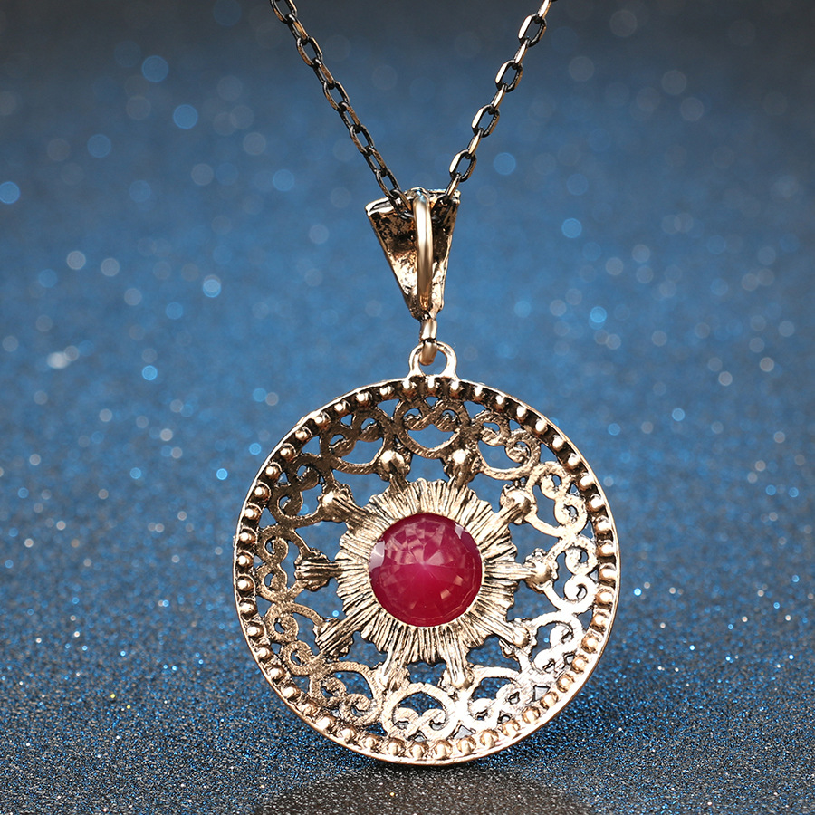 Bridal suit new style genuine Luo Yang set jewelry, hollowed out with resin, diamond necklace, earring two sets — foto 2
