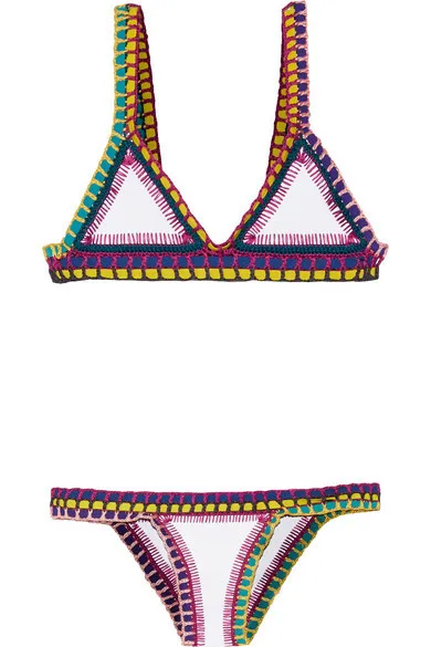 Hand-woven beach Bikini - White