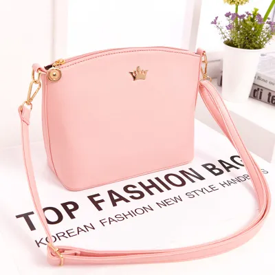 new Handbag Bag Fashion Shoulder cross pattern Fashion shell bag Mini crown Xiekua package Pink - Shop at LoveMi