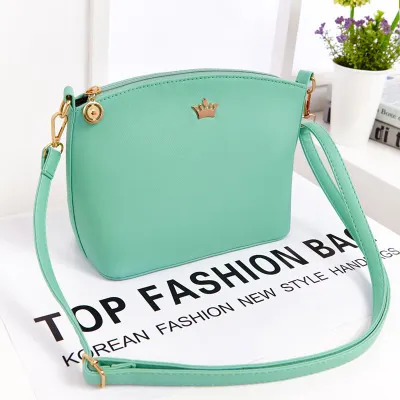 new Handbag Bag Fashion Shoulder cross pattern Fashion shell bag Mini crown Xiekua package Green - Shop at LoveMi