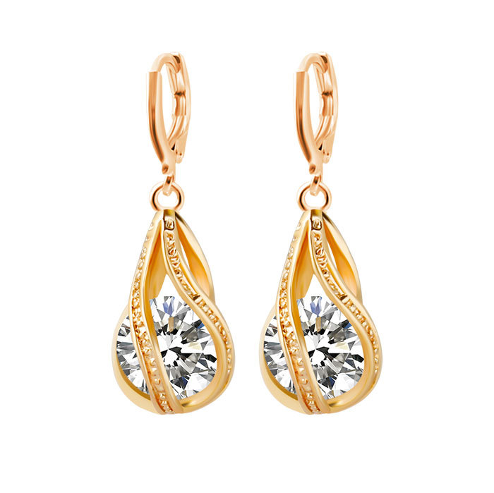 S163 Korean simple zircon jewelry set Silver Drop Necklace Earrings set new bride wedding — foto 2