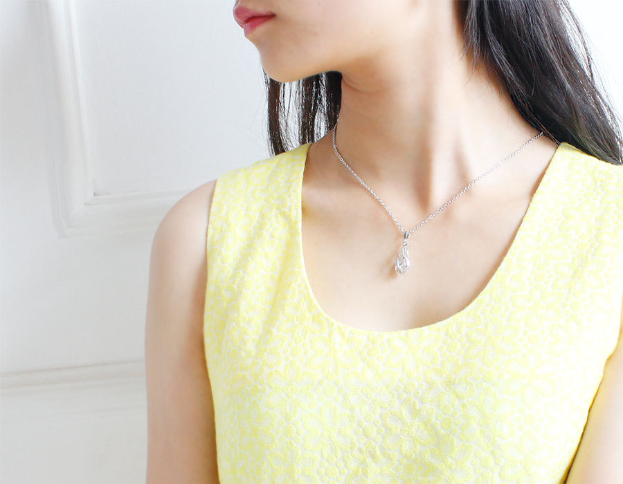 S163 Korean simple zircon jewelry set Silver Drop Necklace Earrings set new bride wedding — foto 7